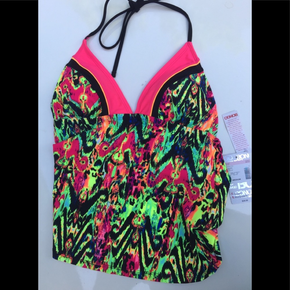 Junior’s Bongo Technicolor Abstract Tankini M NEW